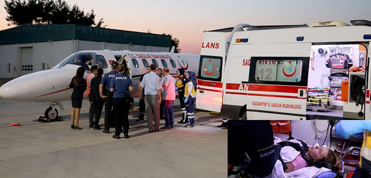 Ambulans uçakla Gaziantep’e getirildi