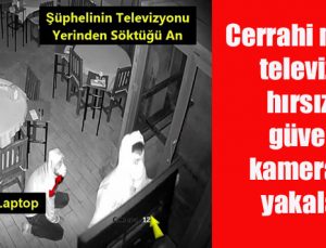 Cerrahi maskeli televizyon hırsızları güvenlik kamerasına yakalandı