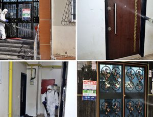 Şehitkamil’de Kovid-19 vakası görülen binalar dezenfekte ediliyor